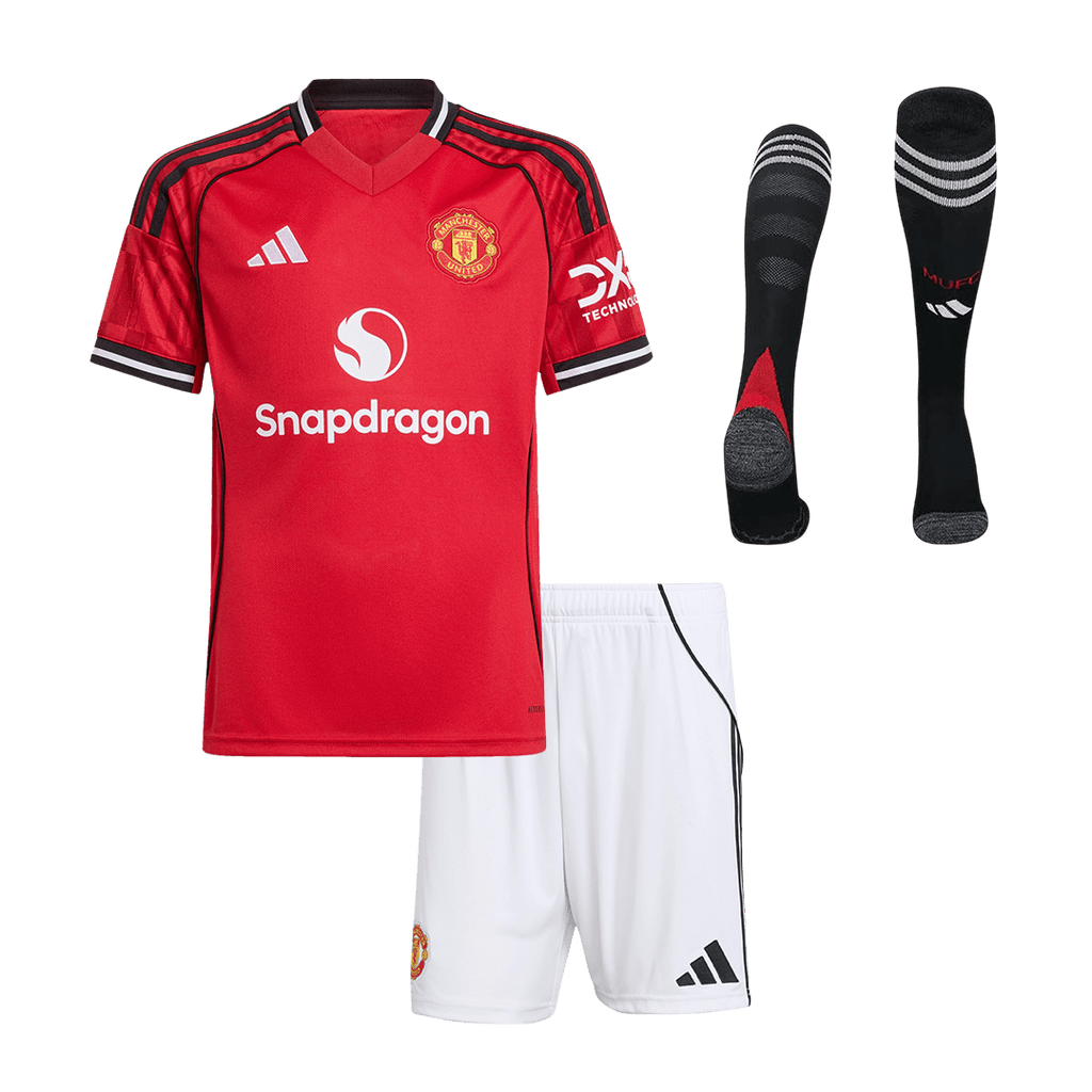 Kid's Manchester United Home Football Shirt Kit(Jersey+Shorts+Socks) 2025/26