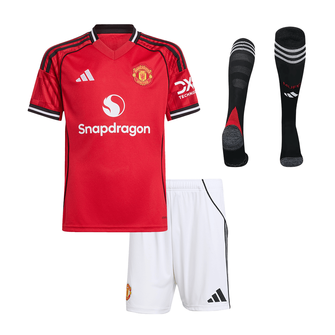 Kid's Manchester United Home Football Shirt Kit(Jersey+Shorts+Socks) 2025/26