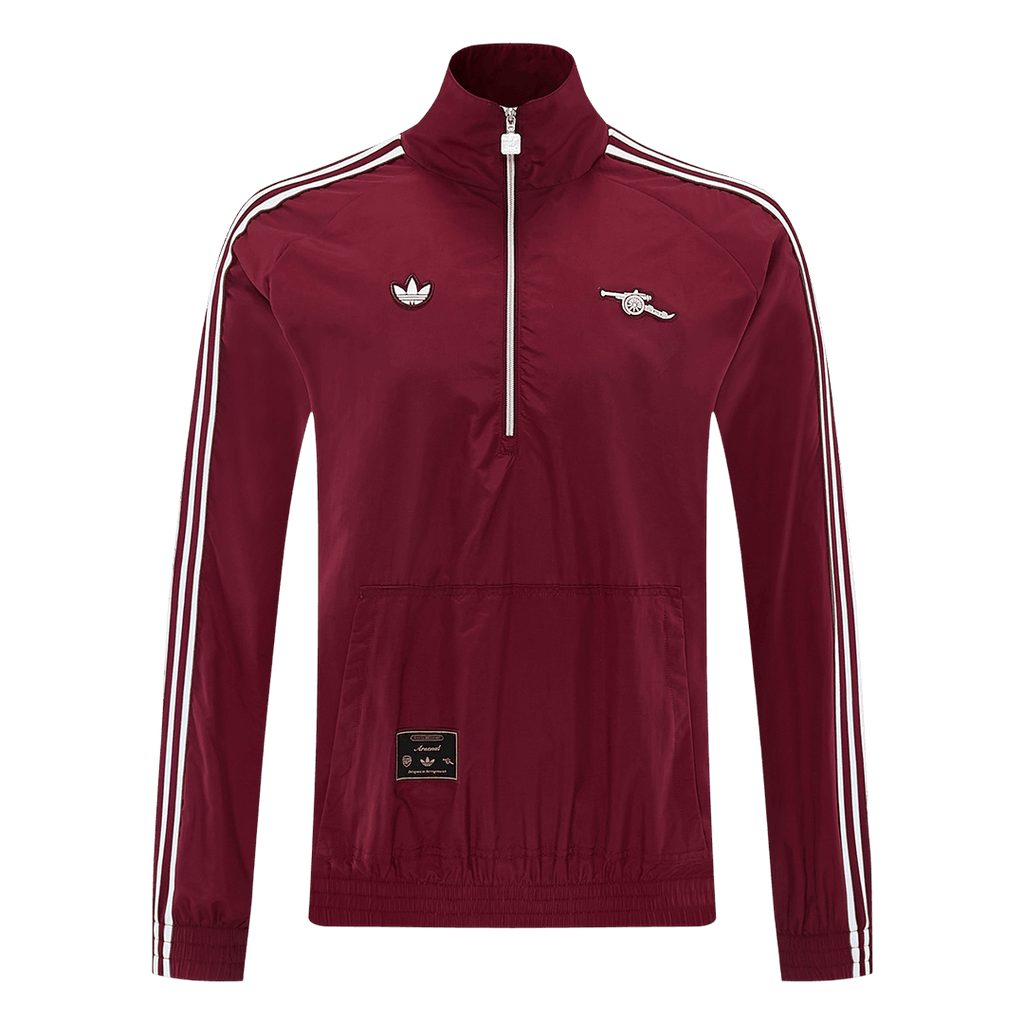 Men 2026 Arsenal Half-Zip Windbreaker Jacket Red