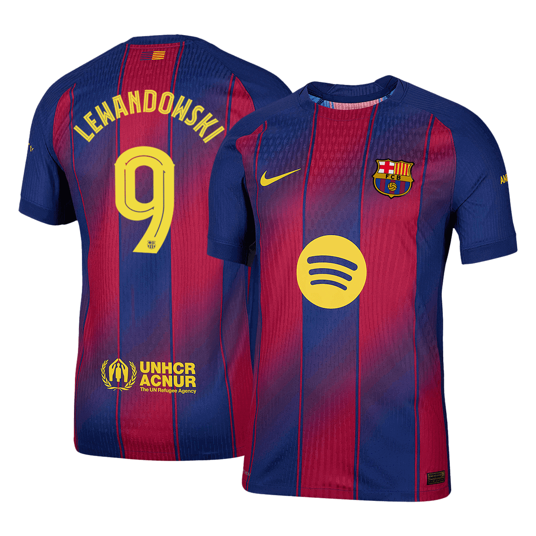 Player Version LEWANDOWSKI #9 Barcelona Home Football Shirt 2025/26 Red&Blue - UCL