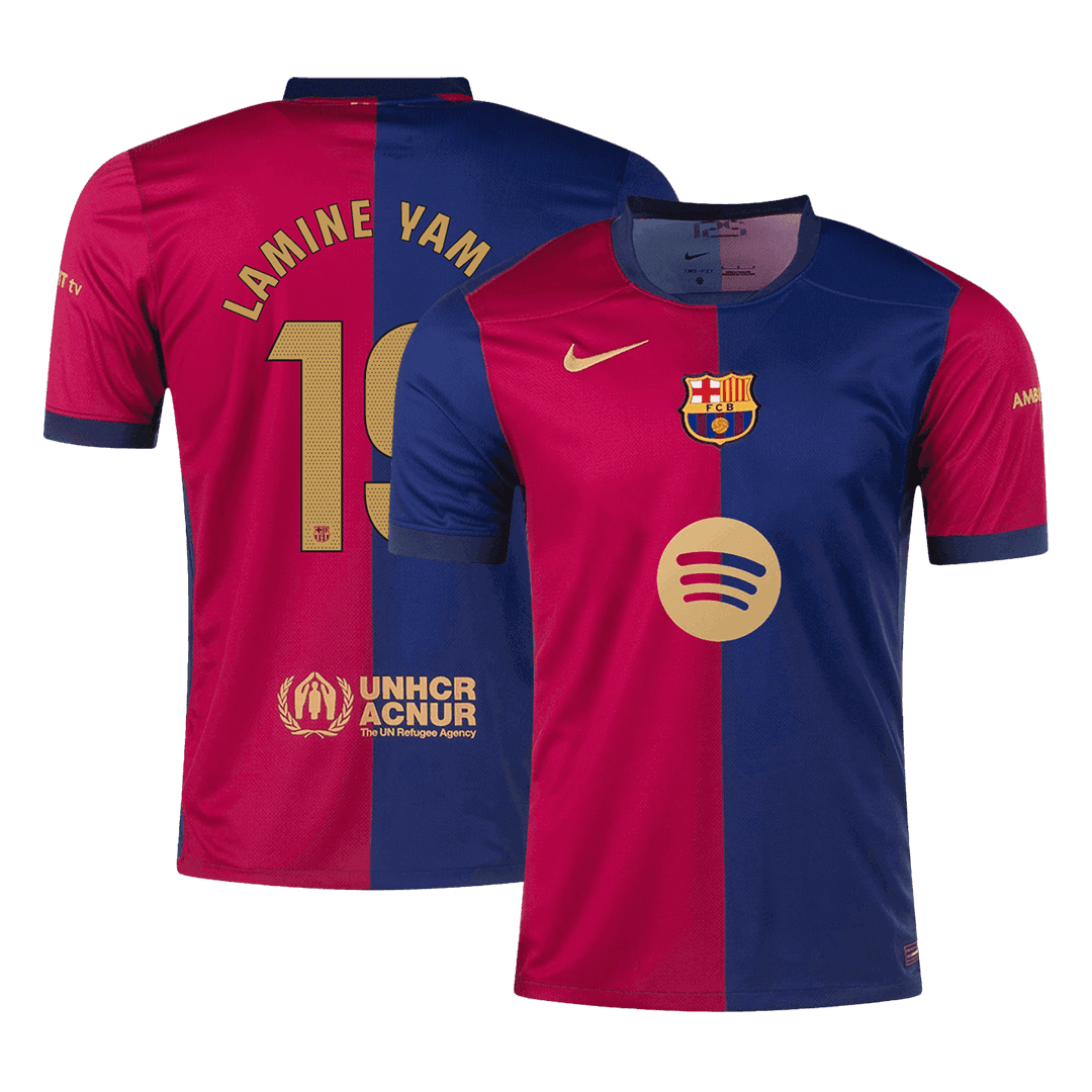 LAMINE YAMAL #19 Barcelona Home Football Shirt 2024/25 - Spotify Logo Without Text