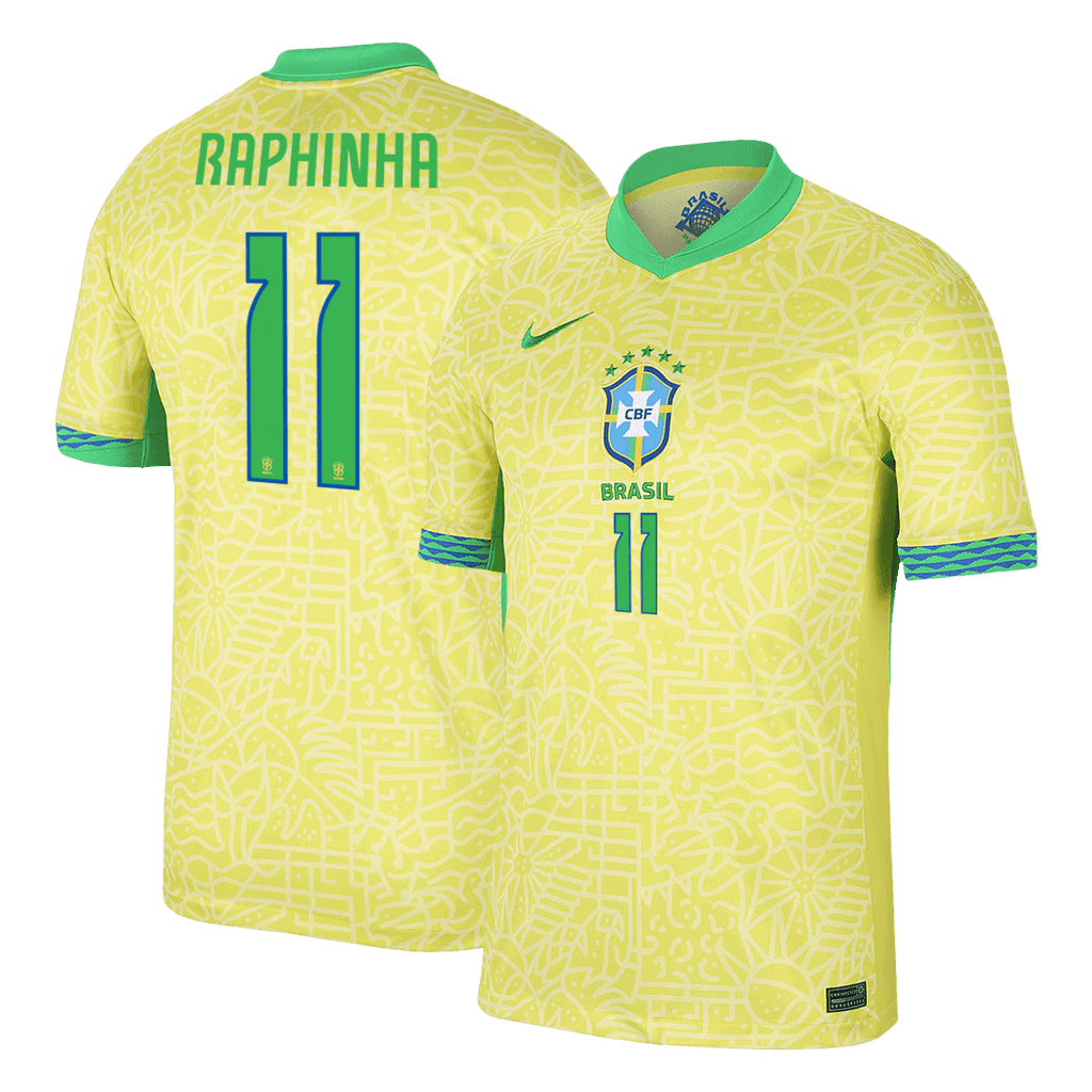 RAPHINHA #11 Brazil Home Football Shirt Copa America 2024