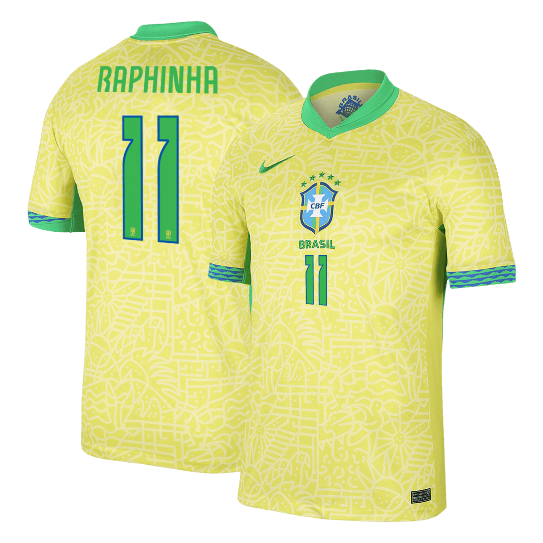 RAPHINHA #11 Brazil Home Football Shirt Copa America 2024