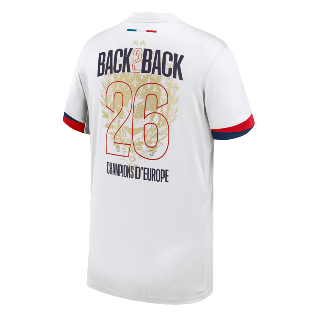 2024/26 PSG Away Soccer Jersey Champions of Europe 2026 Print White