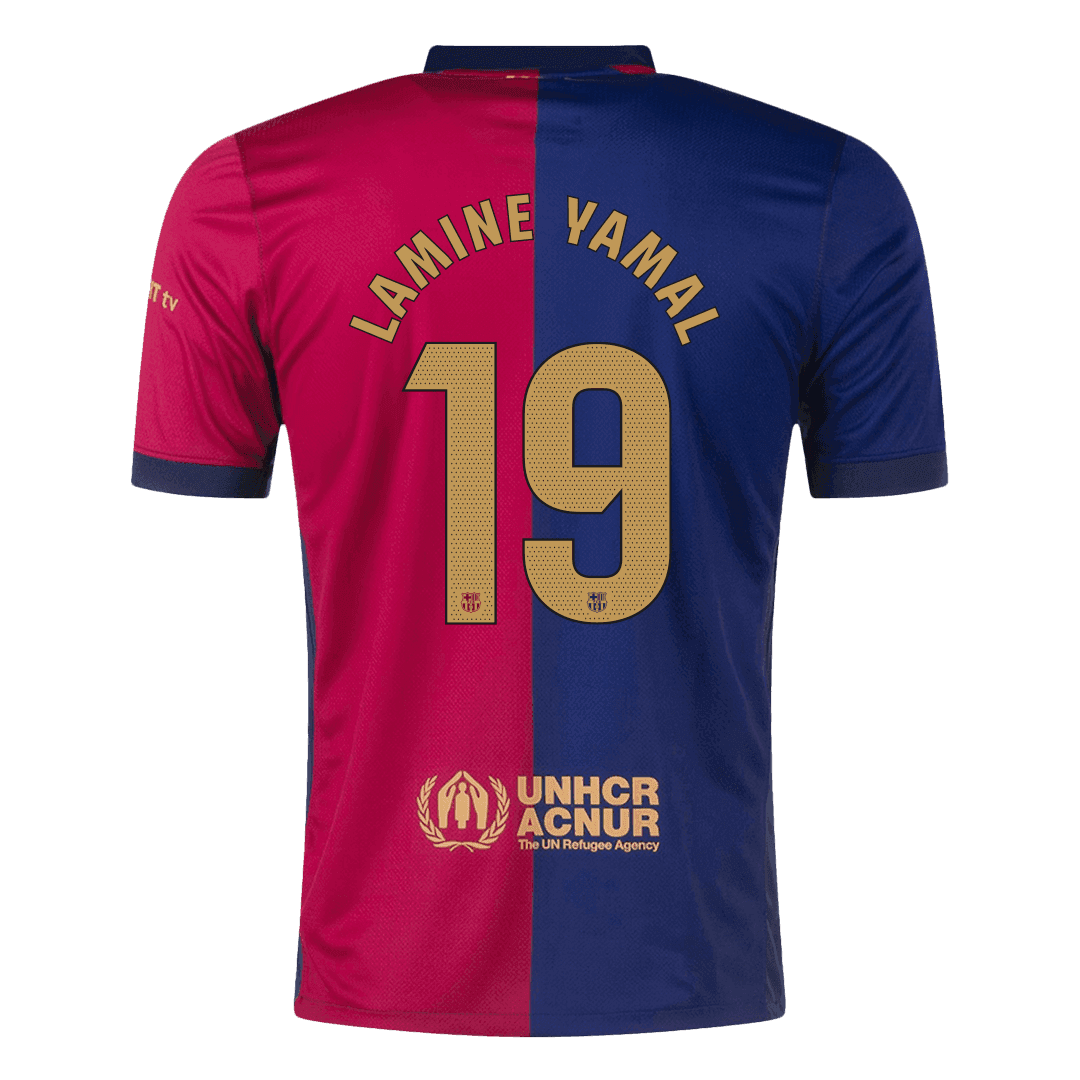 LAMINE YAMAL #19 Barcelona Home Football Shirt 2024/25 - Spotify Logo Without Text