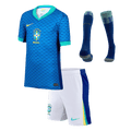 Kid's Brazil Away Football Shirt Kit(Jersey+Shorts+Socks) Copa America 2024