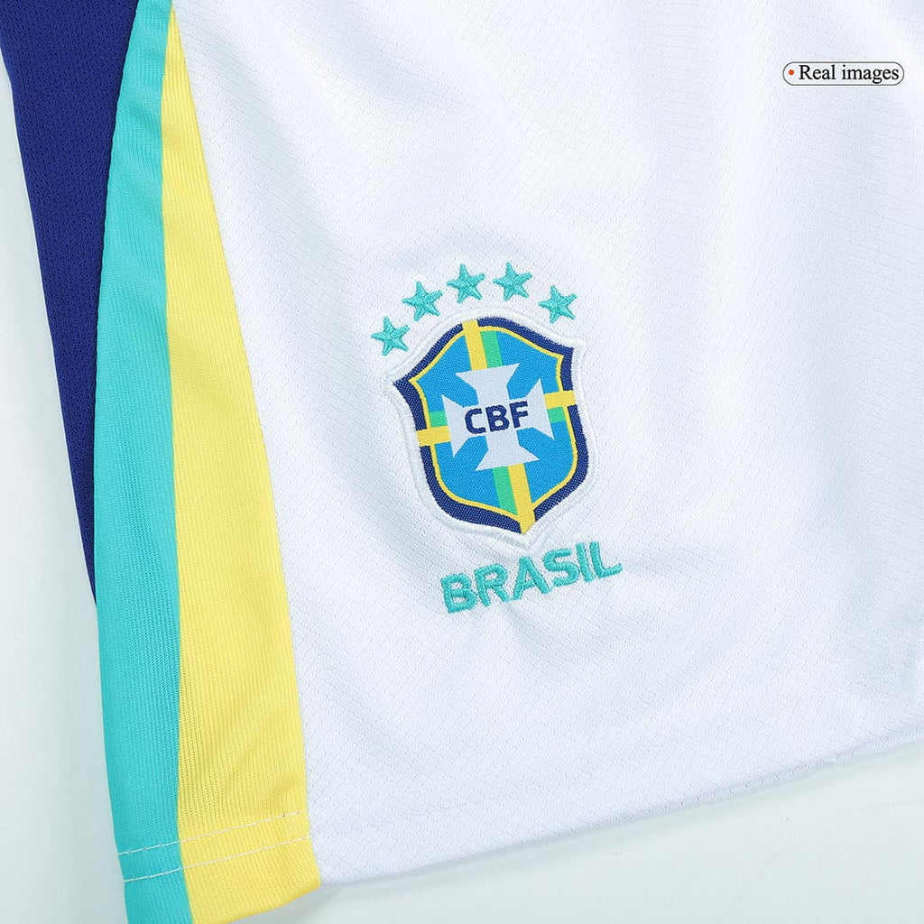 Kid's Brazil Away Football Shirt Kit(Jersey+Shorts+Socks) Copa America 2024