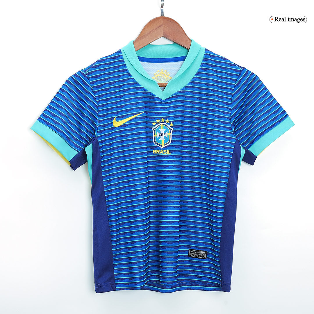 Kid's Brazil Away Football Shirt Kit(Jersey+Shorts+Socks) Copa America 2024