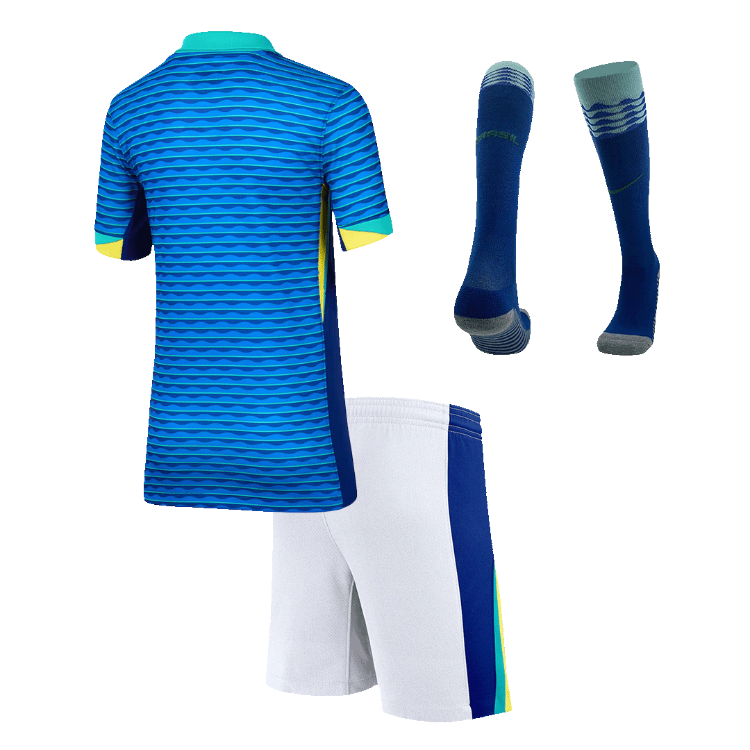 Kid's Brazil Away Football Shirt Kit(Jersey+Shorts+Socks) Copa America 2024