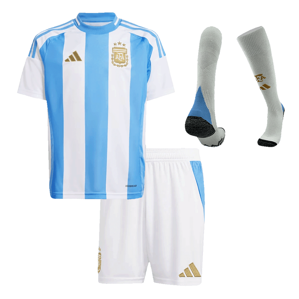 Kid's Argentina Home Football Shirt Kit(Jersey+Shorts+Socks) Copa America 2024
