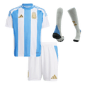 Kid's Argentina Home Football Shirt Kit(Jersey+Shorts+Socks) Copa America 2024