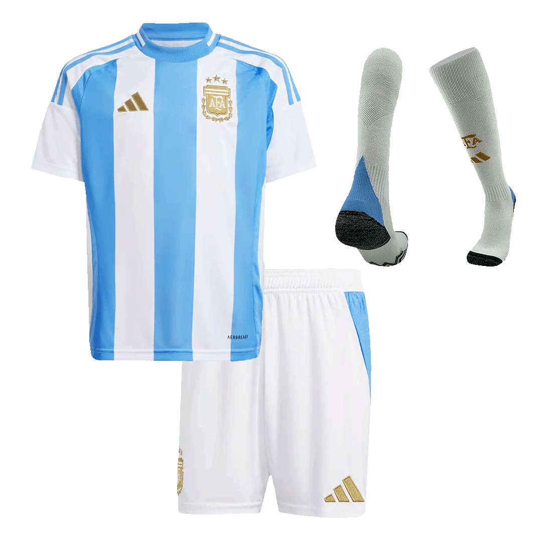 Kid's Argentina Home Football Shirt Kit(Jersey+Shorts+Socks) Copa America 2024