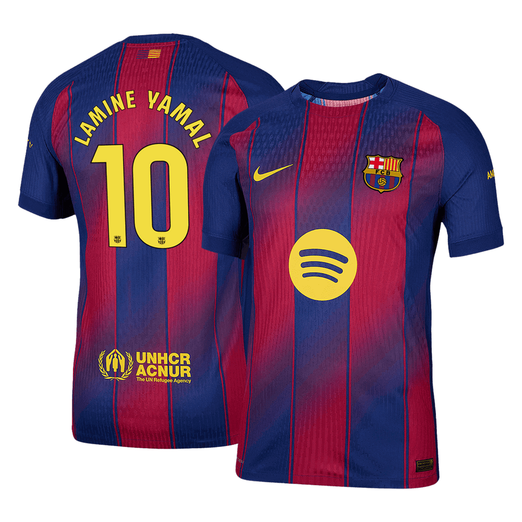 Player Version LAMINE YAMAL #10 Barcelona Home Football Shirt 2025/26 Red&Blue