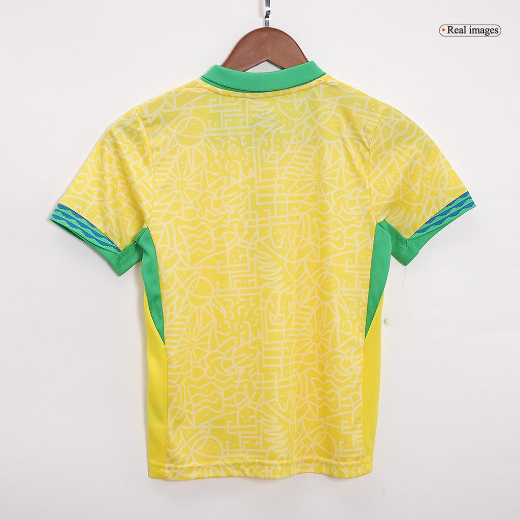 Kid's Brazil Home Football Shirt Kit(Jersey+Shorts) Copa America 2024