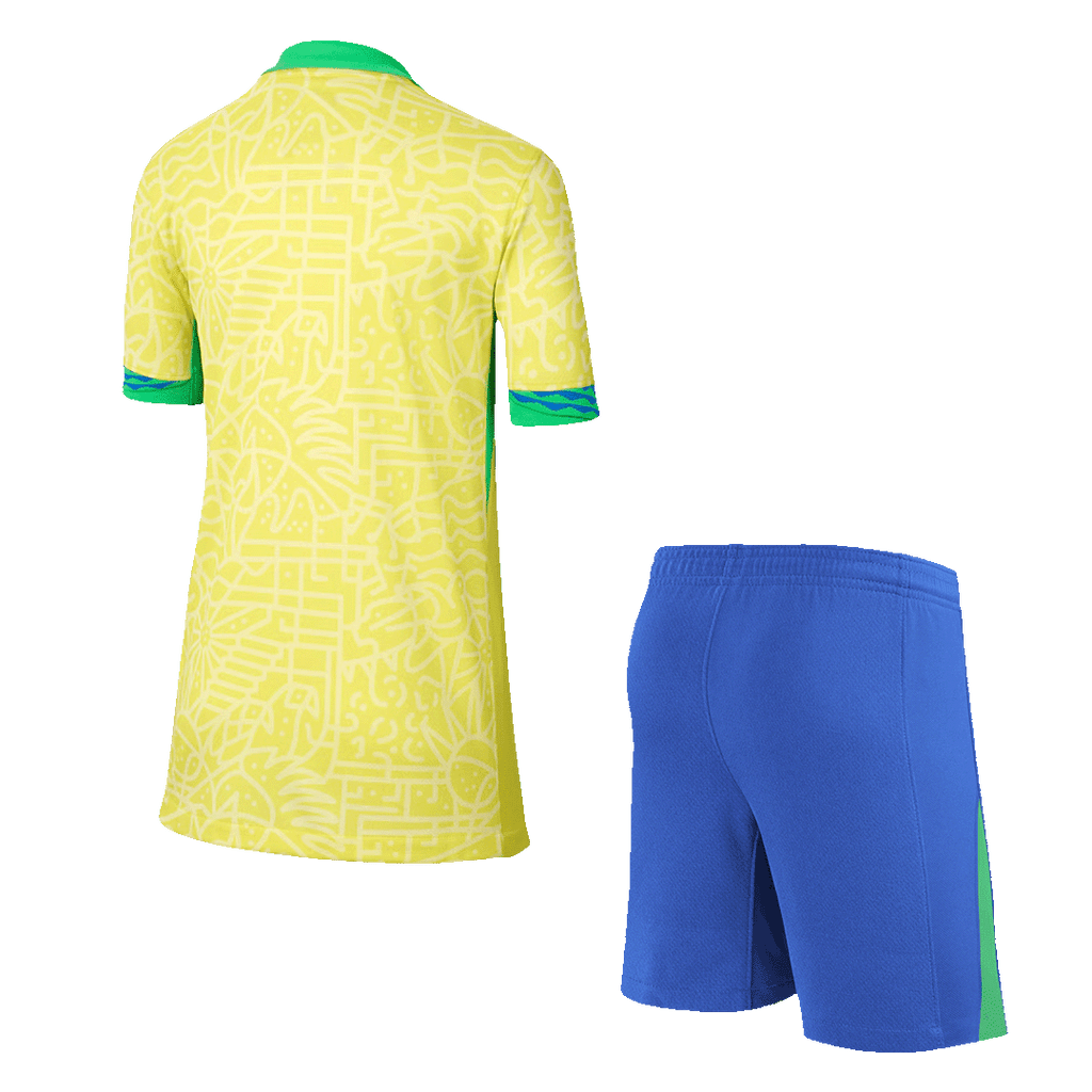 Kid's Brazil Home Football Shirt Kit(Jersey+Shorts) Copa America 2024