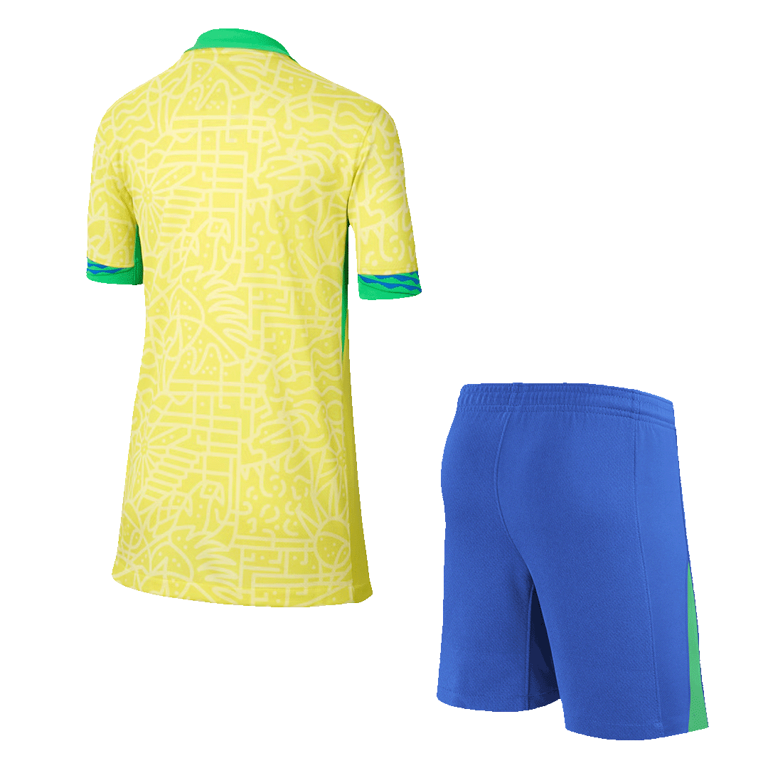 Kid's Brazil Home Football Shirt Kit(Jersey+Shorts) Copa America 2024