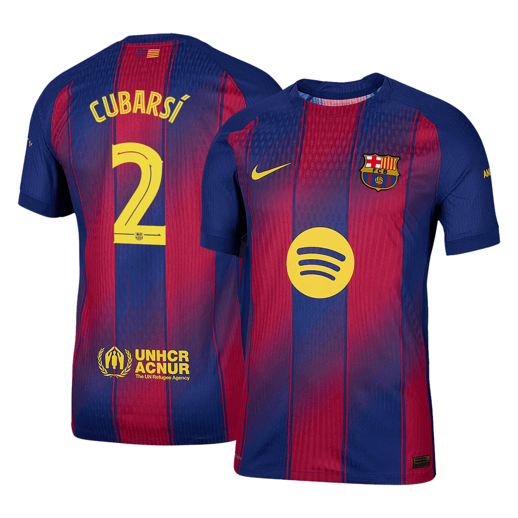 Player Version CUBARSÍ #2 Barcelona Home Football Shirt 2025/26 Red&Blue - UCL