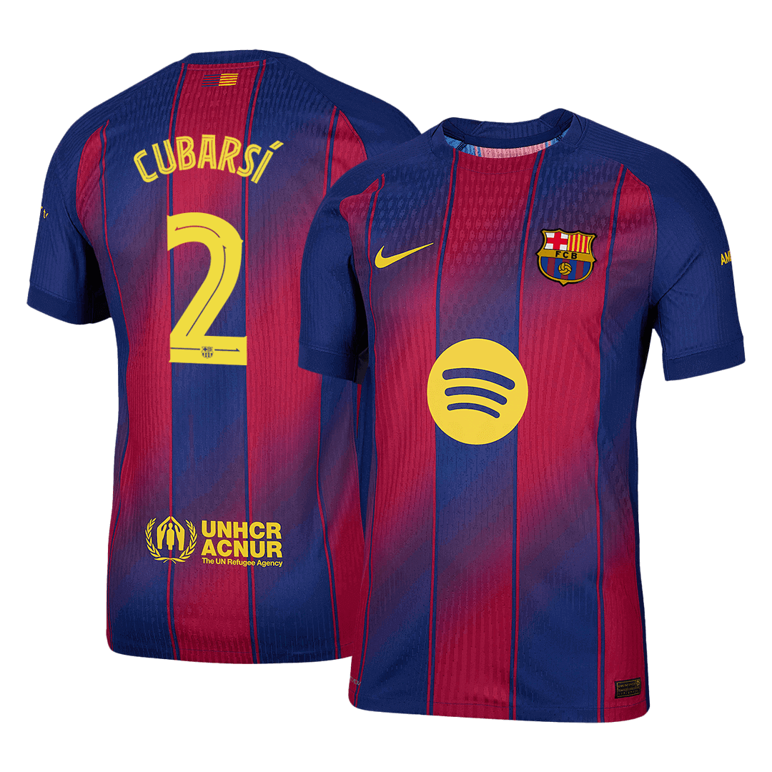 Player Version CUBARSÍ #2 Barcelona Home Football Shirt 2025/26 Red&Blue - UCL
