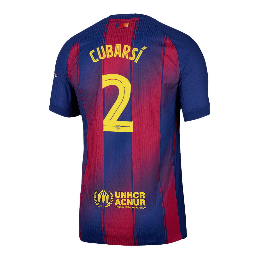 Player Version CUBARSÍ #2 Barcelona Home Football Shirt 2025/26 Red&Blue - UCL