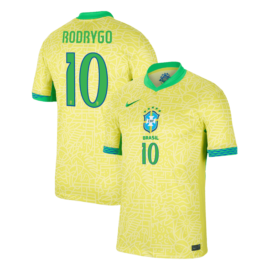 RODRYGO #10 Brazil Home Football Shirt Copa America 2024