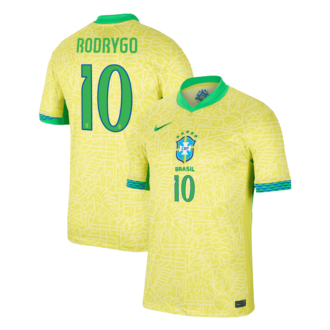 RODRYGO #10 Brazil Home Football Shirt Copa America 2024