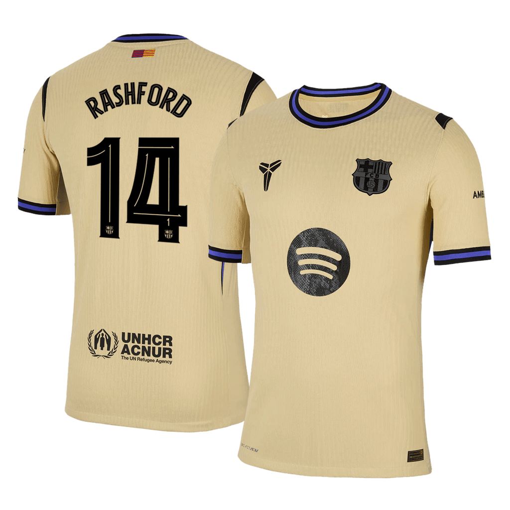 Player Version RASHFORD #14 Barcelona Away Football Shirt 2025/26 Yellow - UCL