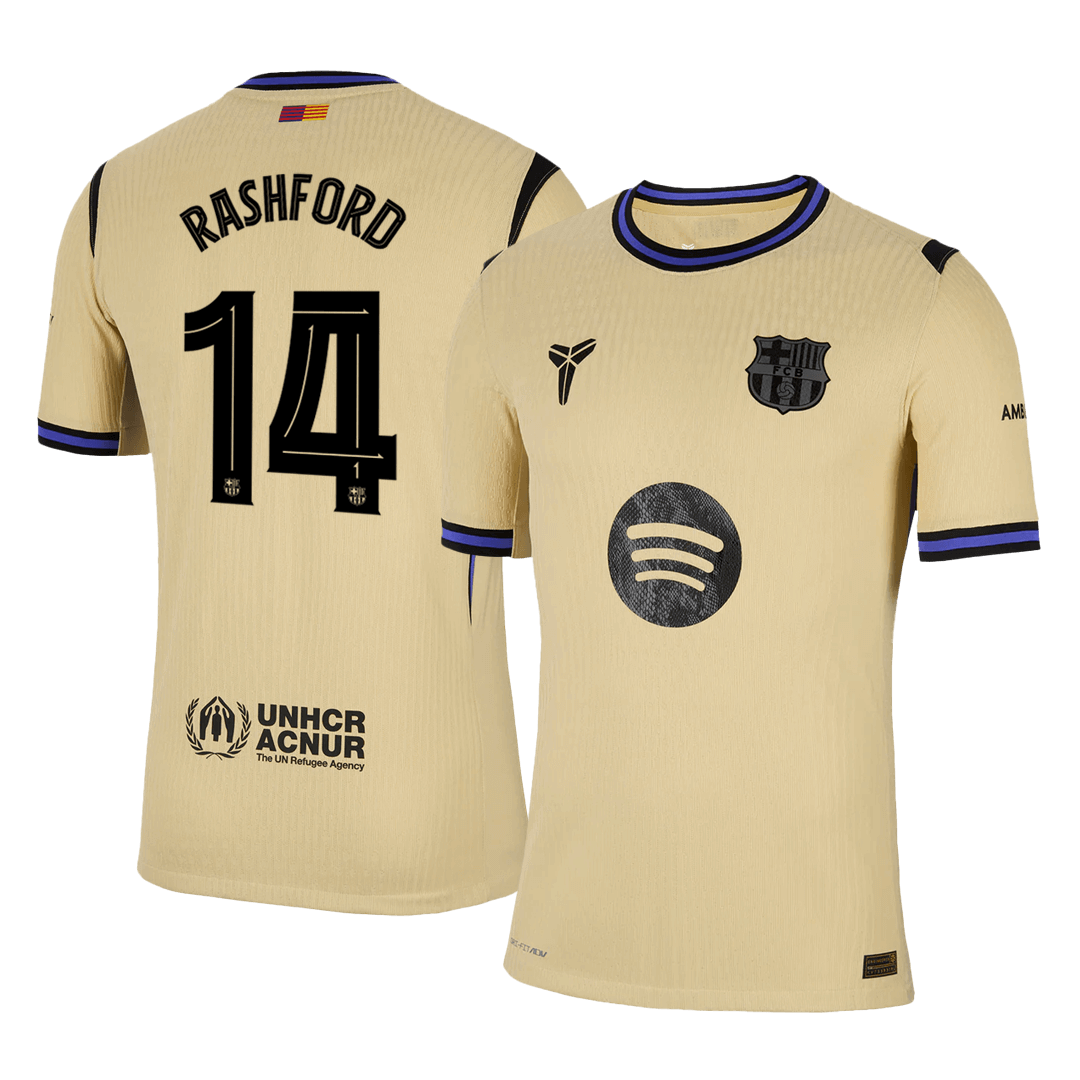 Player Version RASHFORD #14 Barcelona Away Football Shirt 2025/26 Yellow - UCL