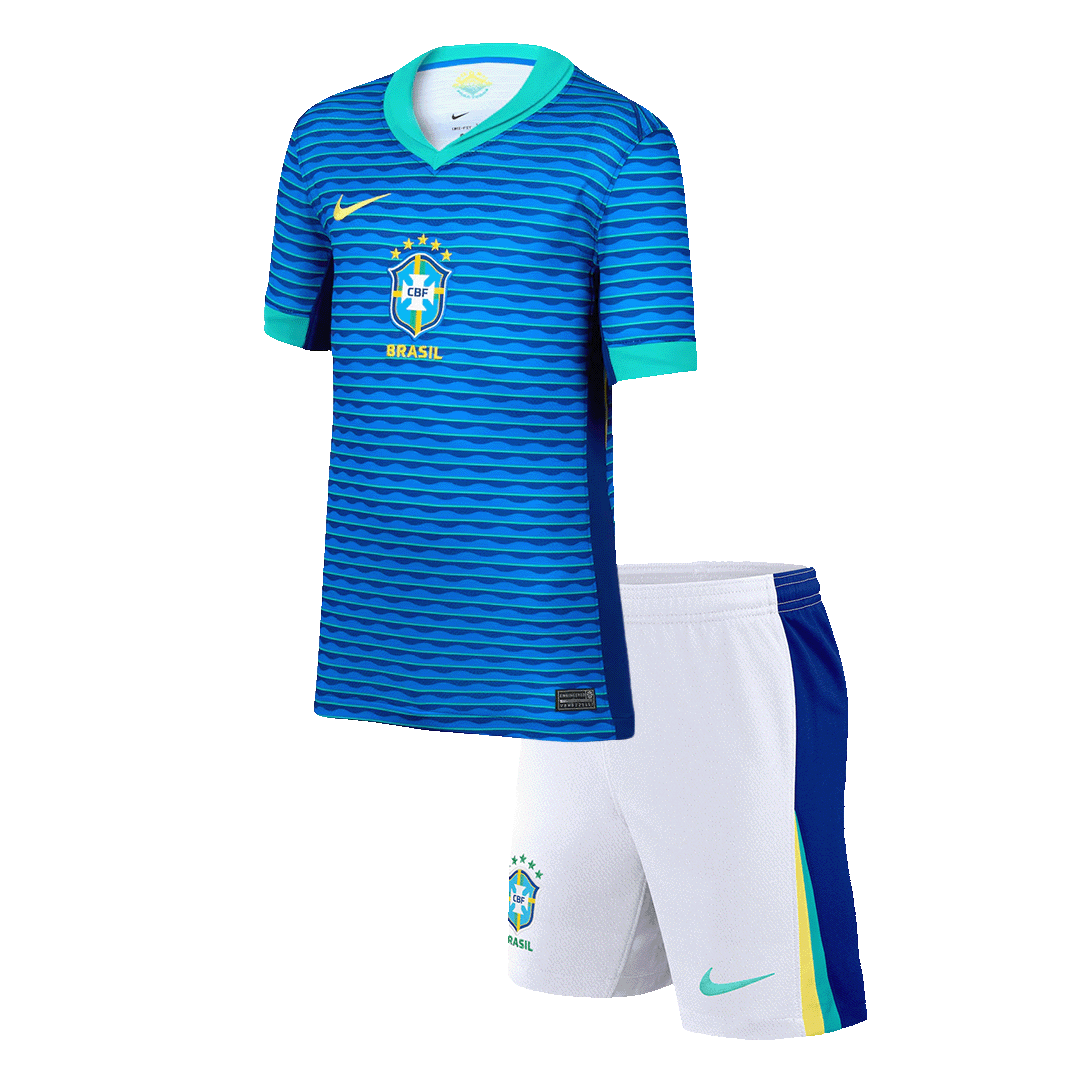 Kid's Brazil Away Football Shirt Kit(Jersey+Shorts) Copa America 2024