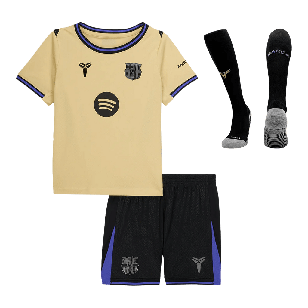 Kid's Barcelona Away Football Shirt Kit(Jersey+Shorts+Socks) 2025/26 Yellow&Black