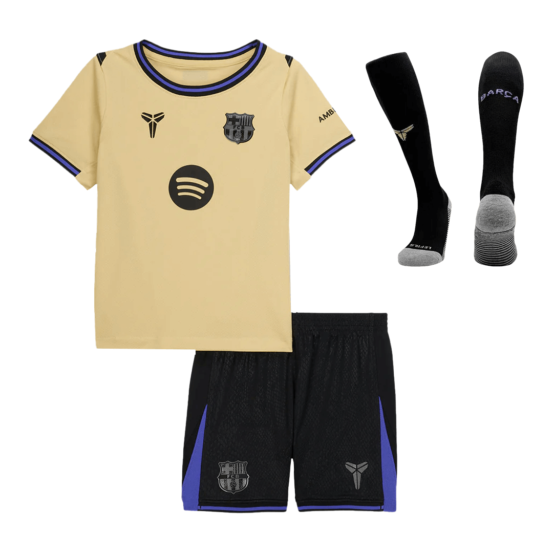 Kid's Barcelona Away Football Shirt Kit(Jersey+Shorts+Socks) 2025/26 Yellow&Black