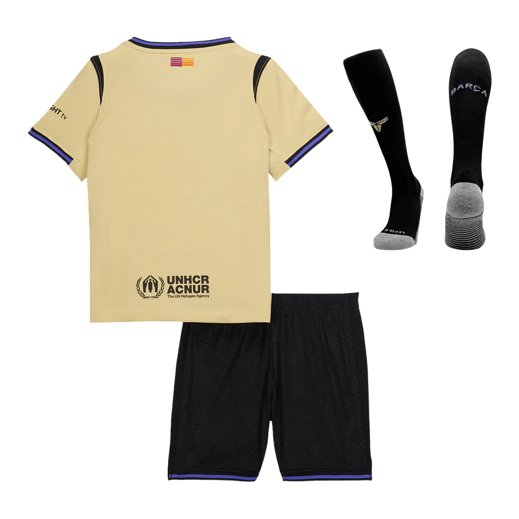 Kid's Barcelona Away Football Shirt Kit(Jersey+Shorts+Socks) 2025/26 Yellow&Black