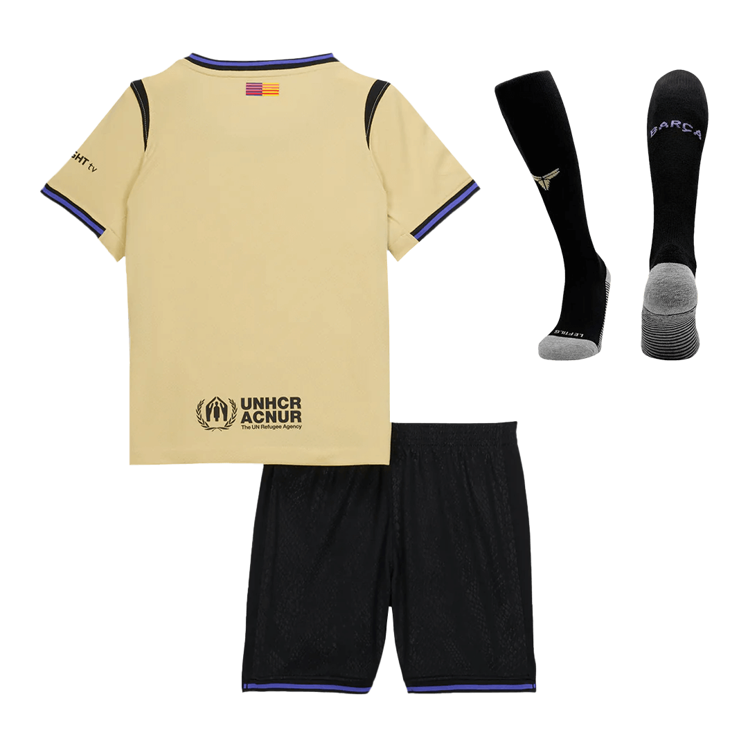 Kid's Barcelona Away Football Shirt Kit(Jersey+Shorts+Socks) 2025/26 Yellow&Black