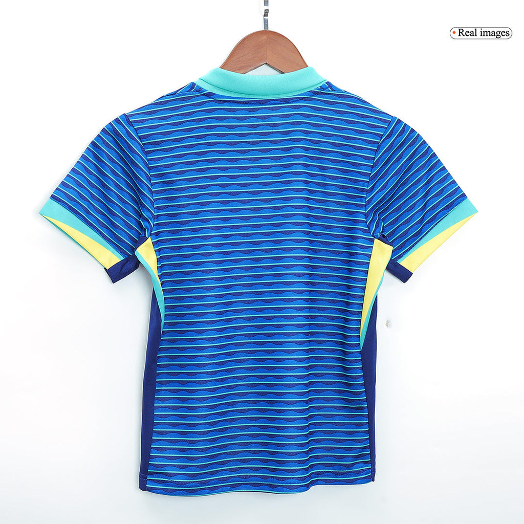 Kid's Brazil Away Football Shirt Kit(Jersey+Shorts) Copa America 2024