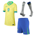 Kid's Brazil Home Football Shirt Kit(Jersey+Shorts+Socks) Copa America 2024