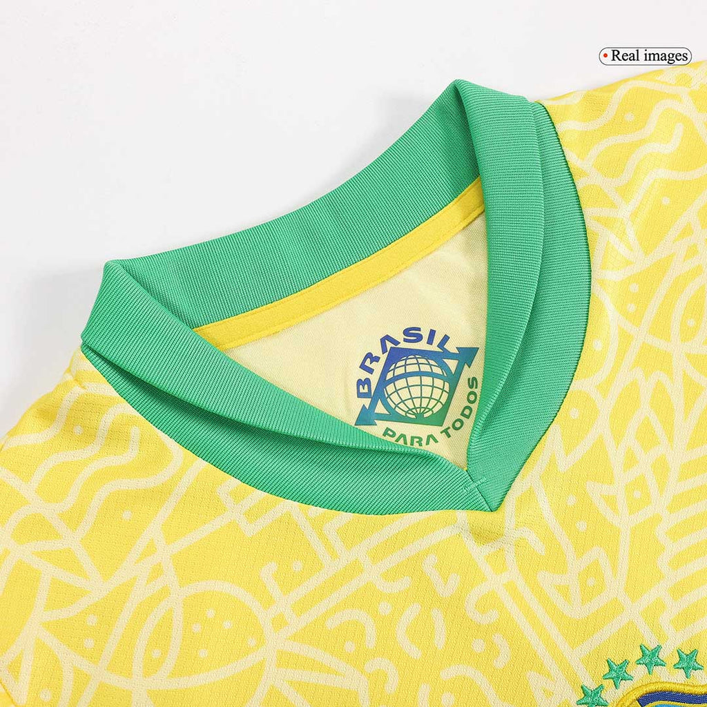 Kid's Brazil Home Football Shirt Kit(Jersey+Shorts+Socks) Copa America 2024