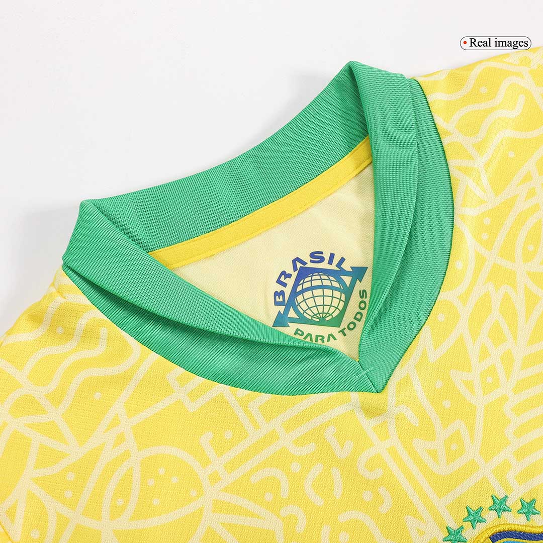 Kid's Brazil Home Football Shirt Kit(Jersey+Shorts+Socks) Copa America 2024