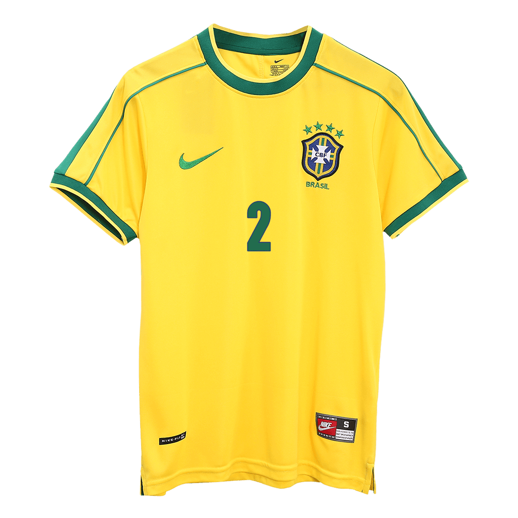 CAFU #2 Retro 1998 Brazil Home Football Shirt - World Cup