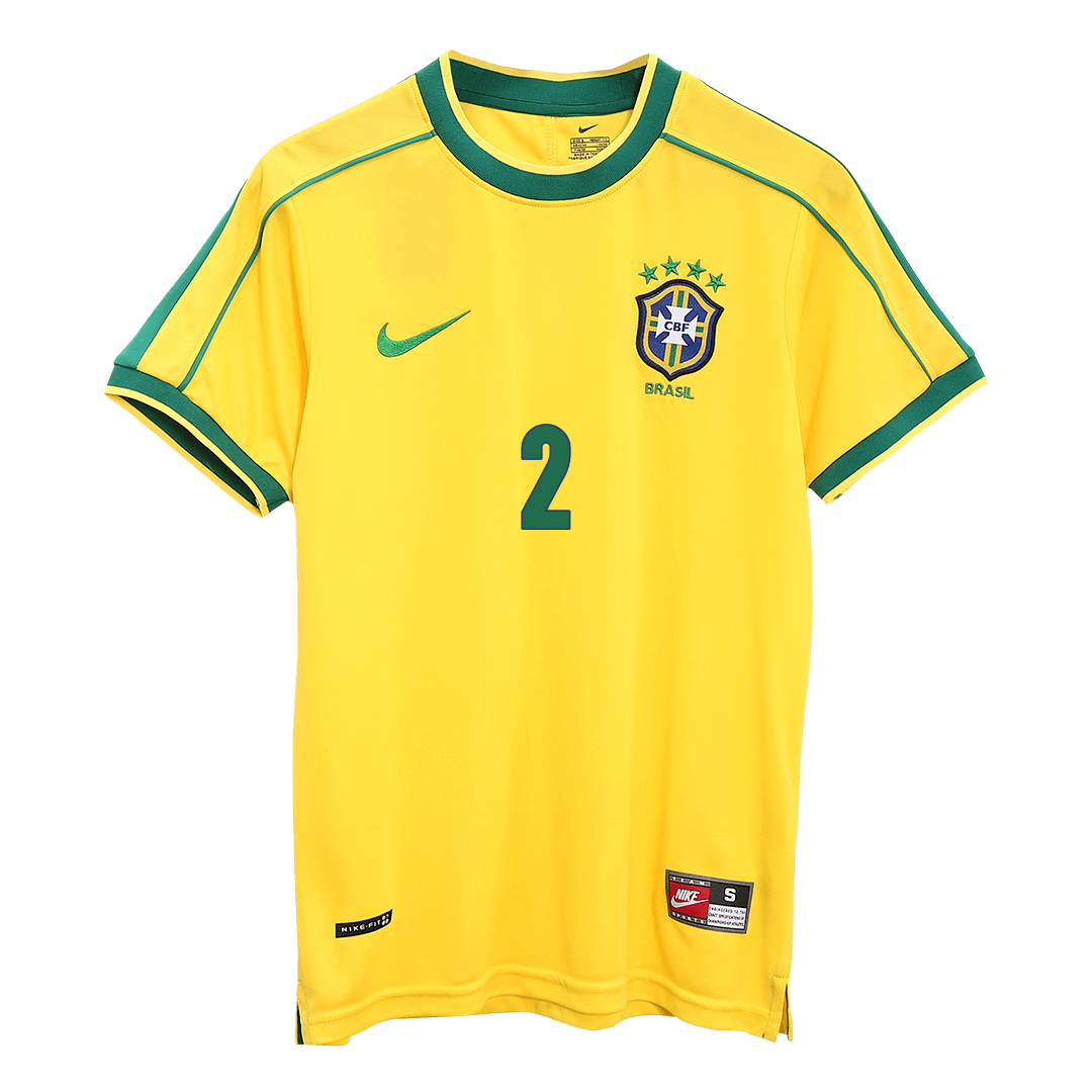 CAFU #2 Retro 1998 Brazil Home Football Shirt - World Cup