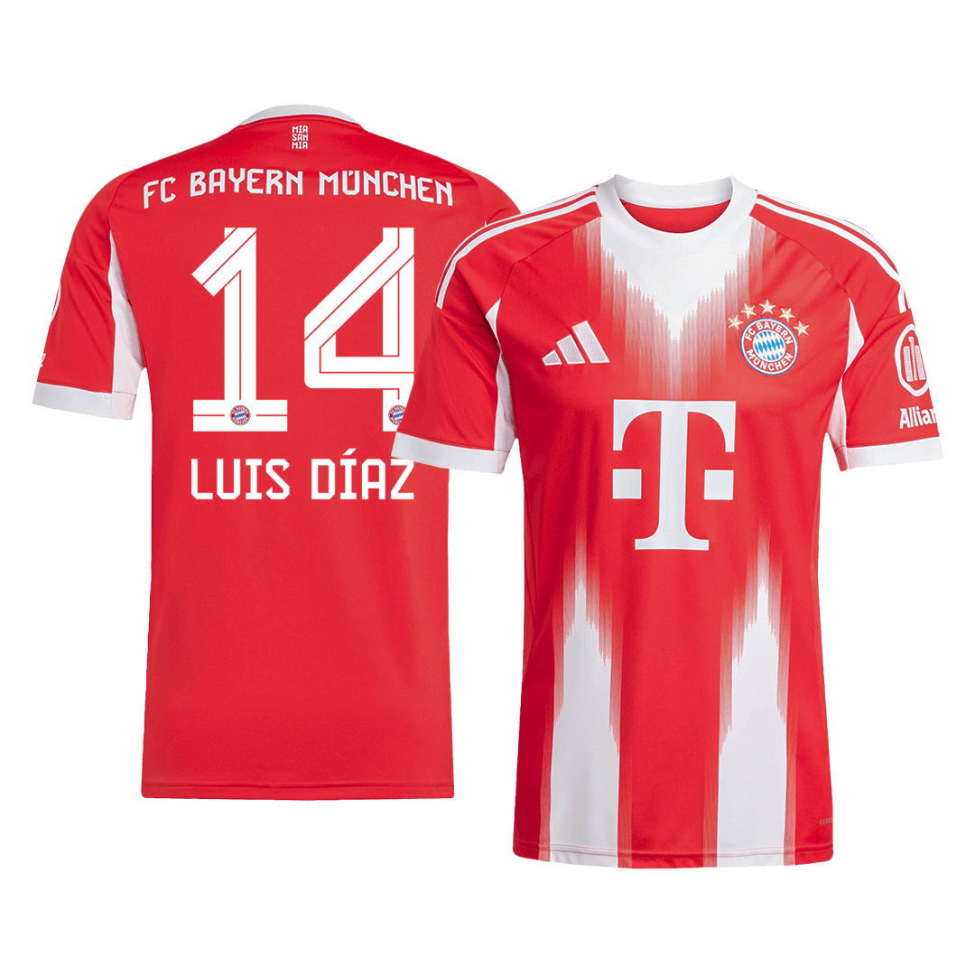 LUIS DÍAZ #14 Bayern Munich Home Football Shirt 2025/26 Red
