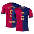 LEWANDOWSKI #9 Barcelona Home Football Shirt 2024/25 - Spotify Logo Without Text