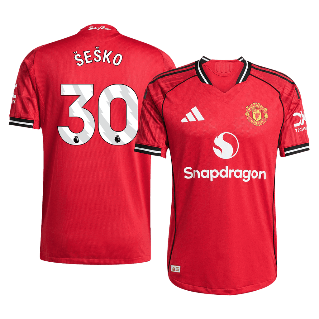 ŠEŠKO #30 Player Version Manchester United Home Football Shirt 2025/26 Red