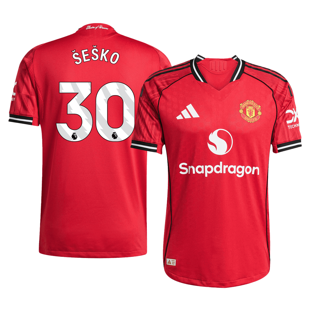 ŠEŠKO #30 Player Version Manchester United Home Football Shirt 2025/26 Red