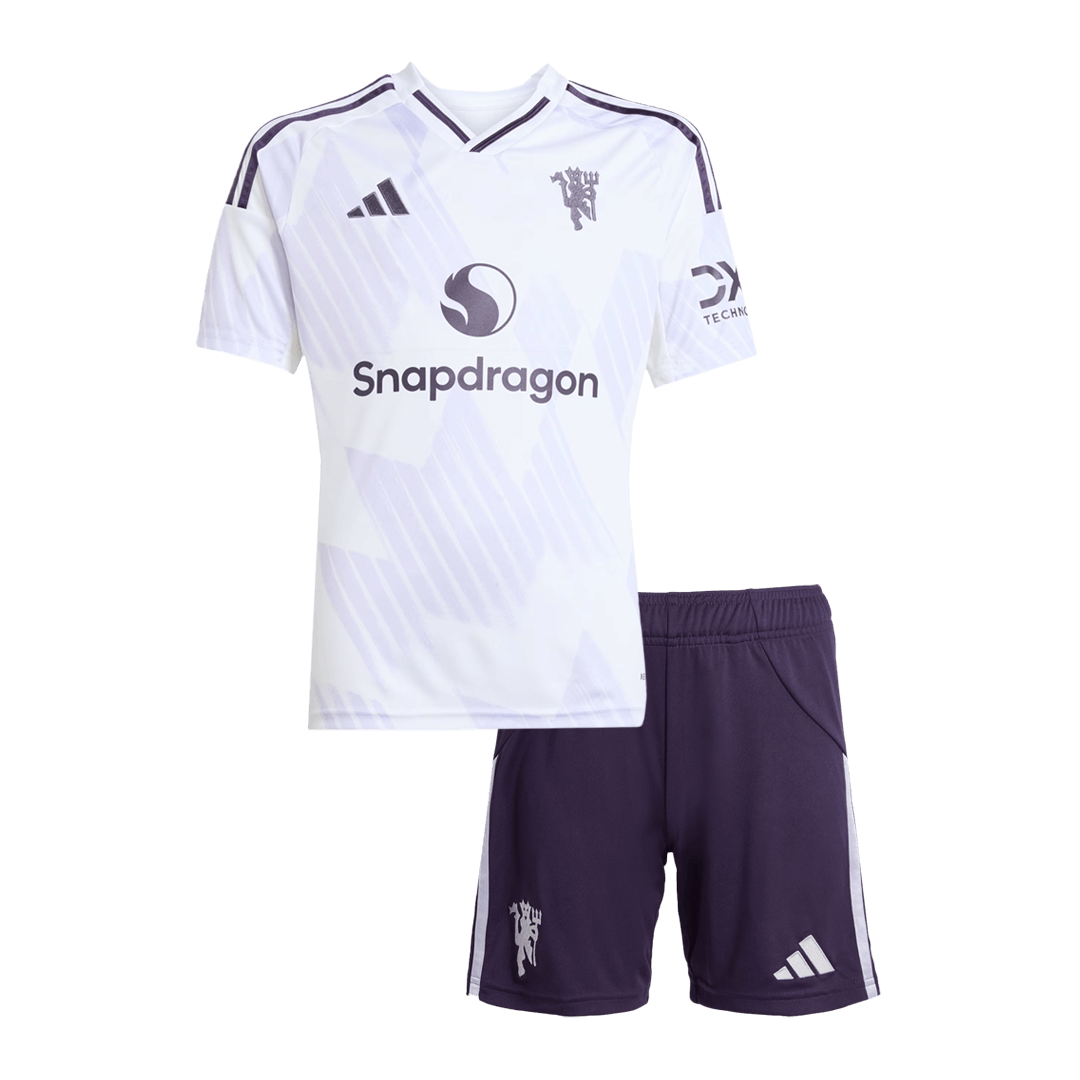 Kid's Manchester United Away Football Shirt Kit(Jersey+Shorts) 2025/26 White