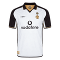 Men Retro Fan Version Manchester United Reversible Away/Third Soccer Jersey 2001/02 White&Gold
