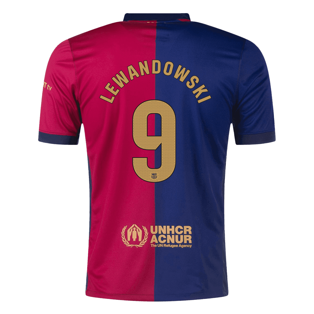 LEWANDOWSKI #9 Barcelona Home Football Shirt 2024/25 - Spotify Logo Without Text