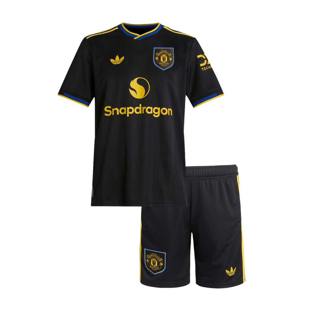 Kid's Manchester United Third Away Football Shirt Kit 25/26 Black