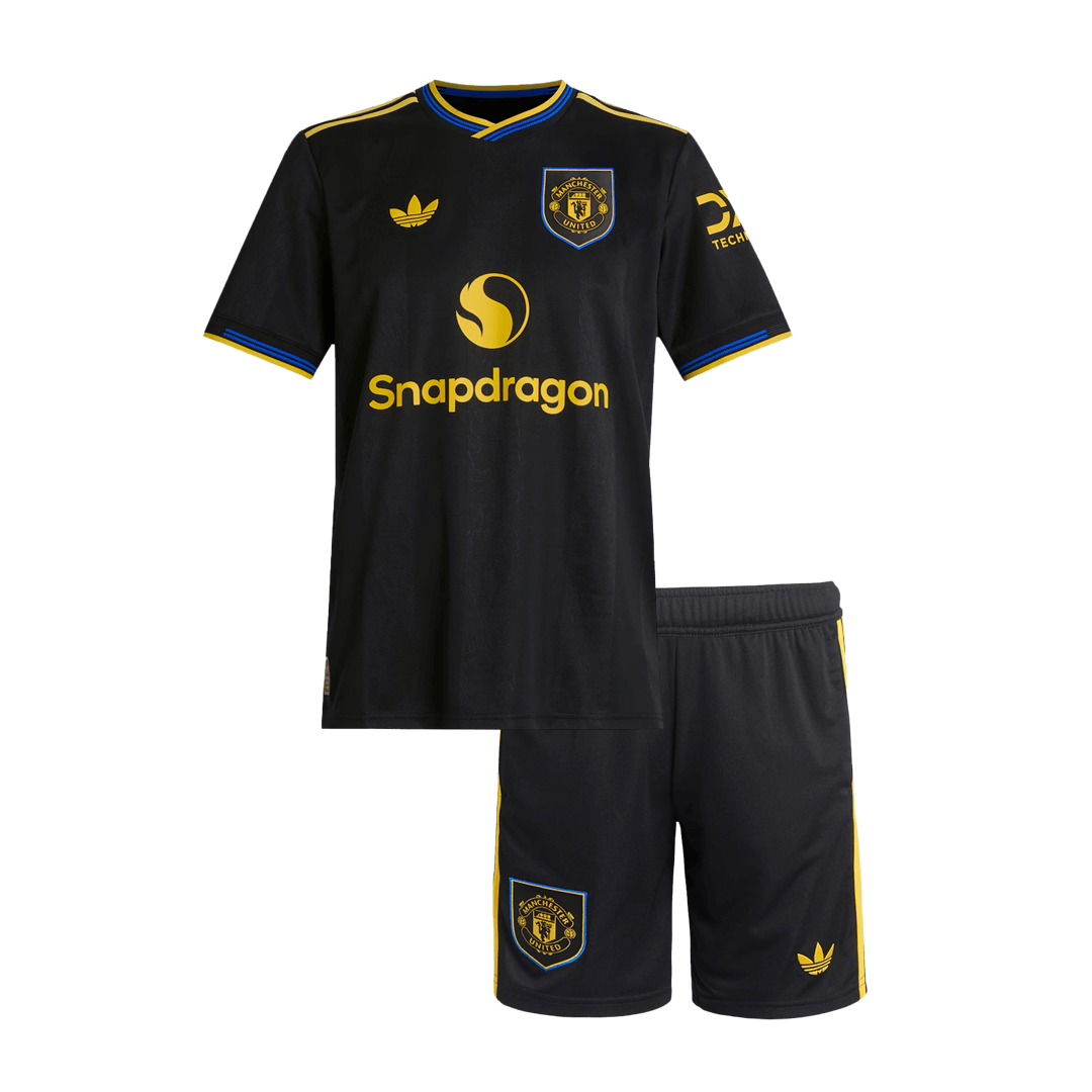 Kid's Manchester United Third Away Football Shirt Kit 25/26 Black