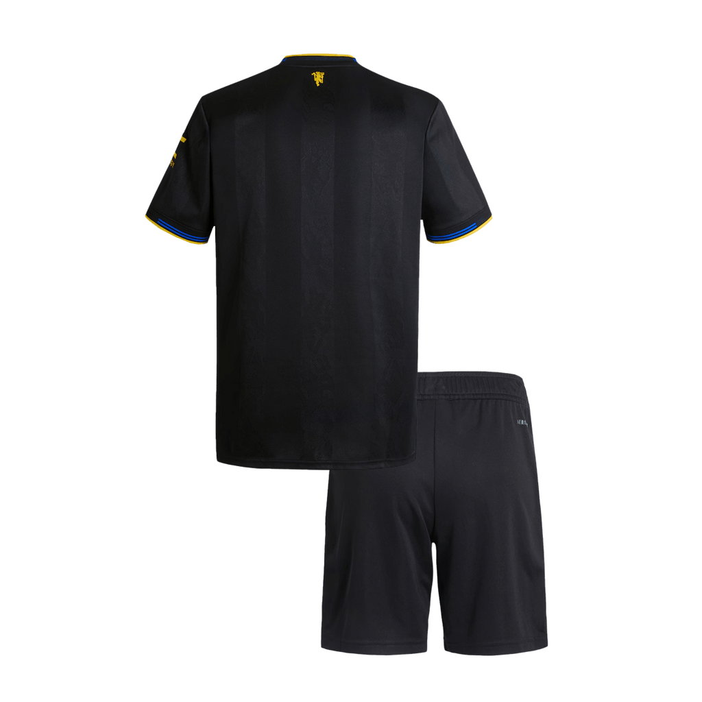 Kid's Manchester United Third Away Football Shirt Kit 25/26 Black