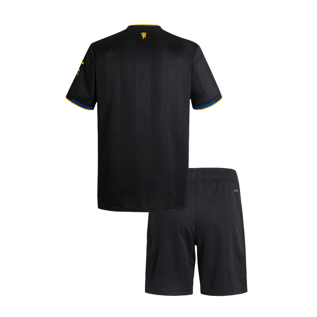 Kid's Manchester United Third Away Football Shirt Kit 25/26 Black