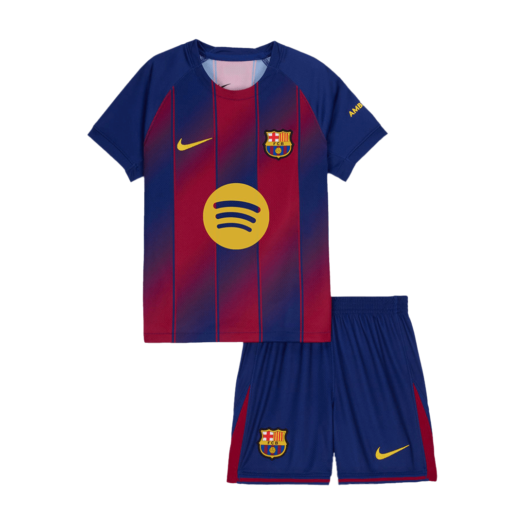 Kid's Barcelona Home Football Shirt Kit(Jersey+Shorts) 2025/26 Red&Blue